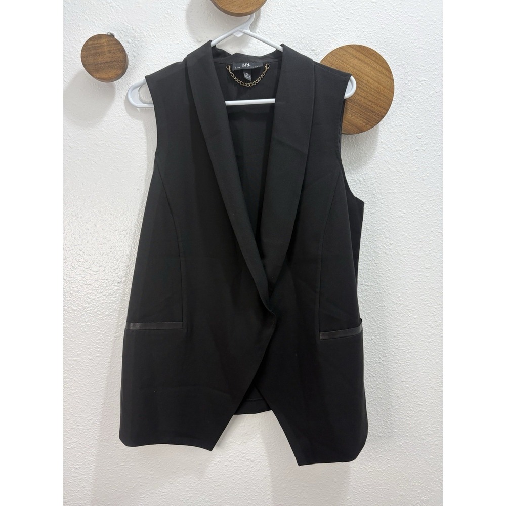 I.N. San Francisco Women's Long Black Blazer Vest Size XL 90s Inspired